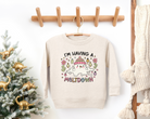 I'm having a meltdown funny winter snowman sweatshirt for toddlers and kids.