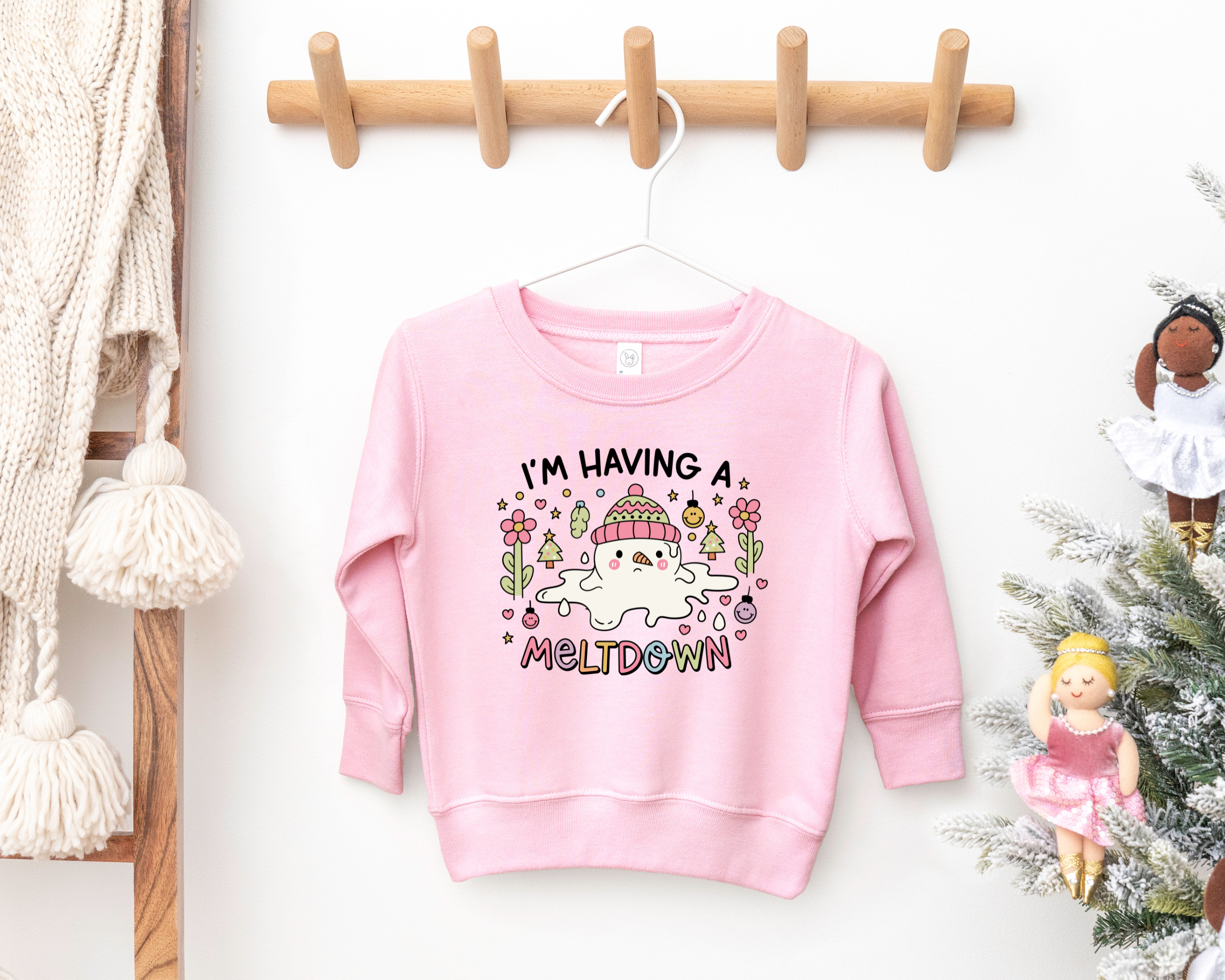 I'm having a meltdown funny winter snowman sweatshirt for toddlers and kids.