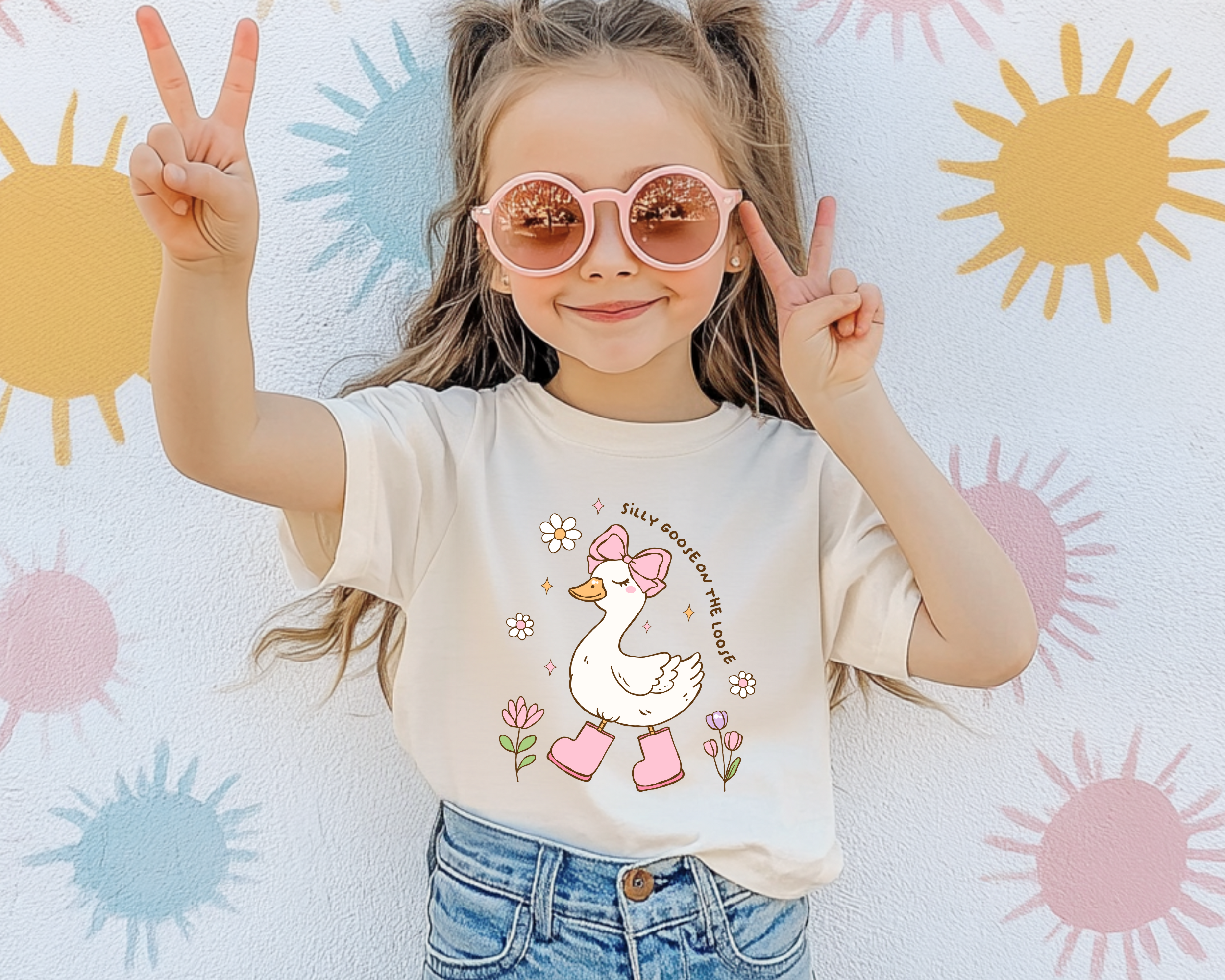 Silly goose is on the loose spring t-shirt for toddler girls