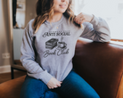 Pullover sweatshirt in the color sport gray that says "members only antisocial book club" for book lovers or bookish women.