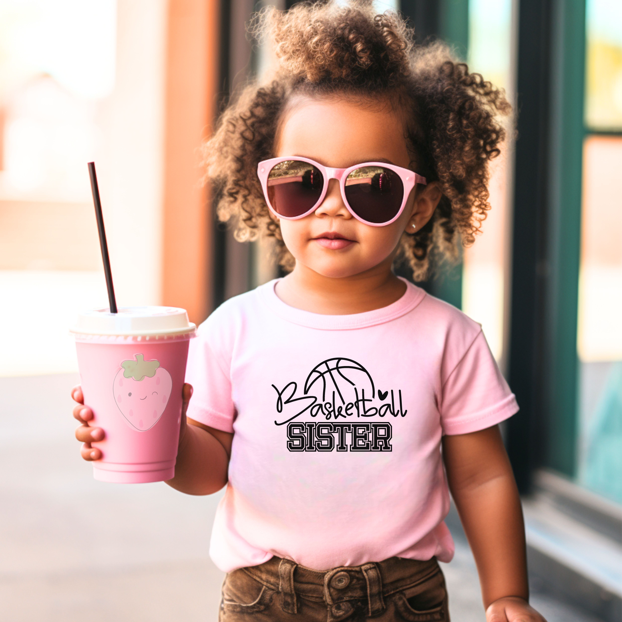 Basketball sister tshirt in pink