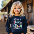 girls cheerleading sweatshirt in navy