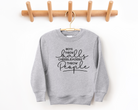 Funny cheer sweatshirt that says boys throw balls cheerleaders throw people in gray
