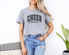 varsity college text cheerleader shirt in gray