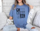 cheer mama tshirt stacked in a distressed cheetah print design