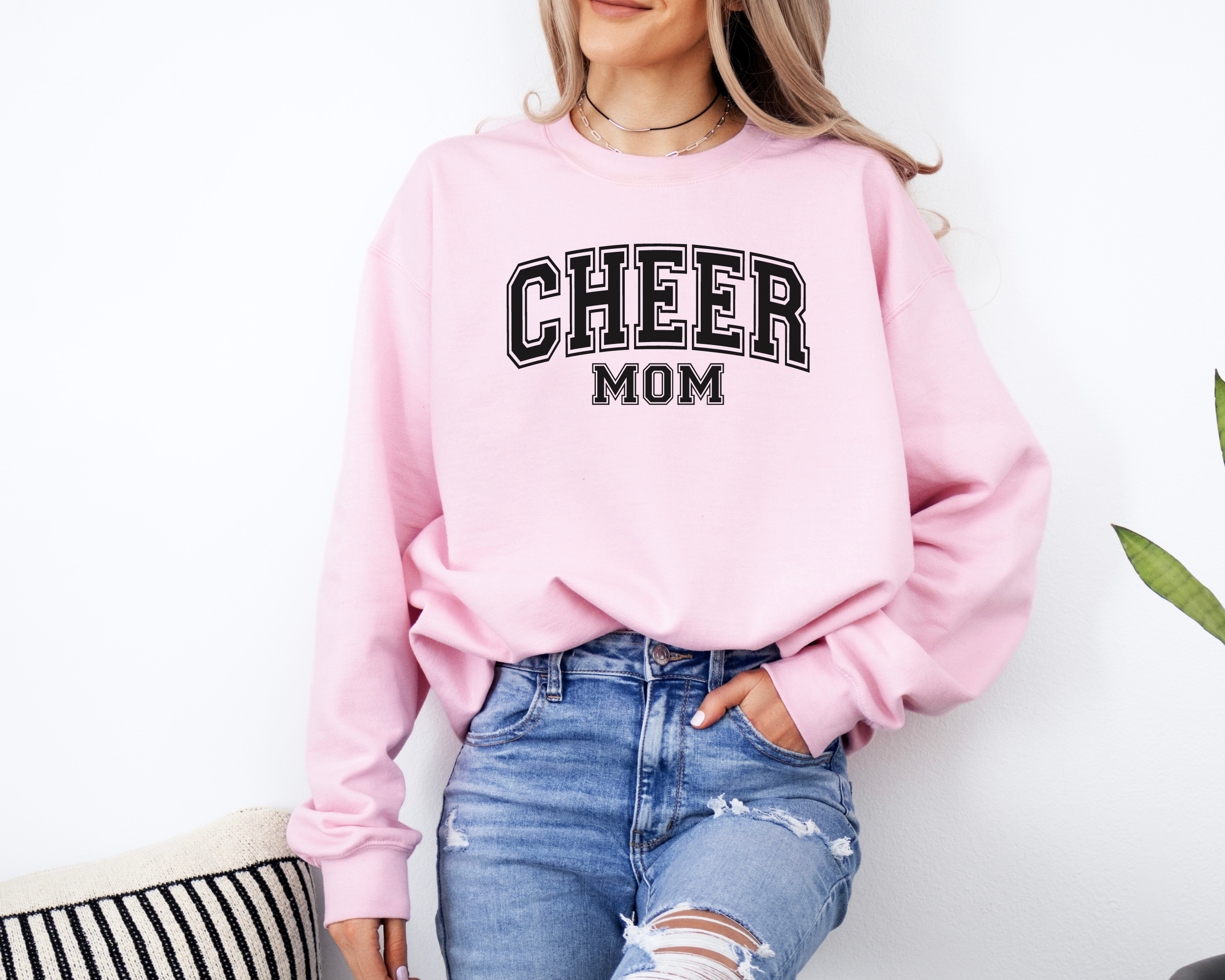 Cheer mom sweatshirt college text outline design