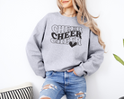 Gray Cheer sweatshirt in in a wavy stacked text with a heart.