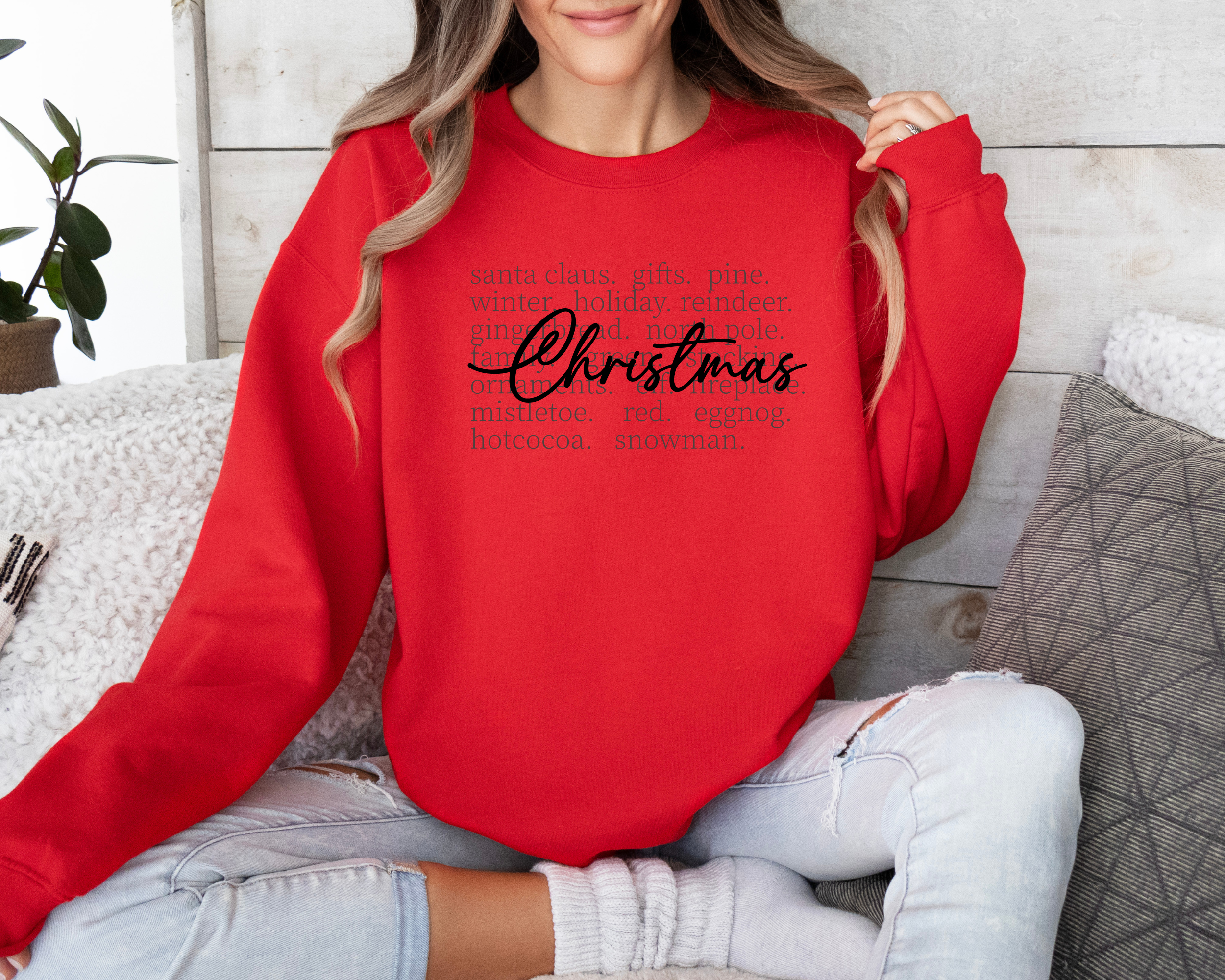 Christmas words cute and cozy holiday sweatshirts for women