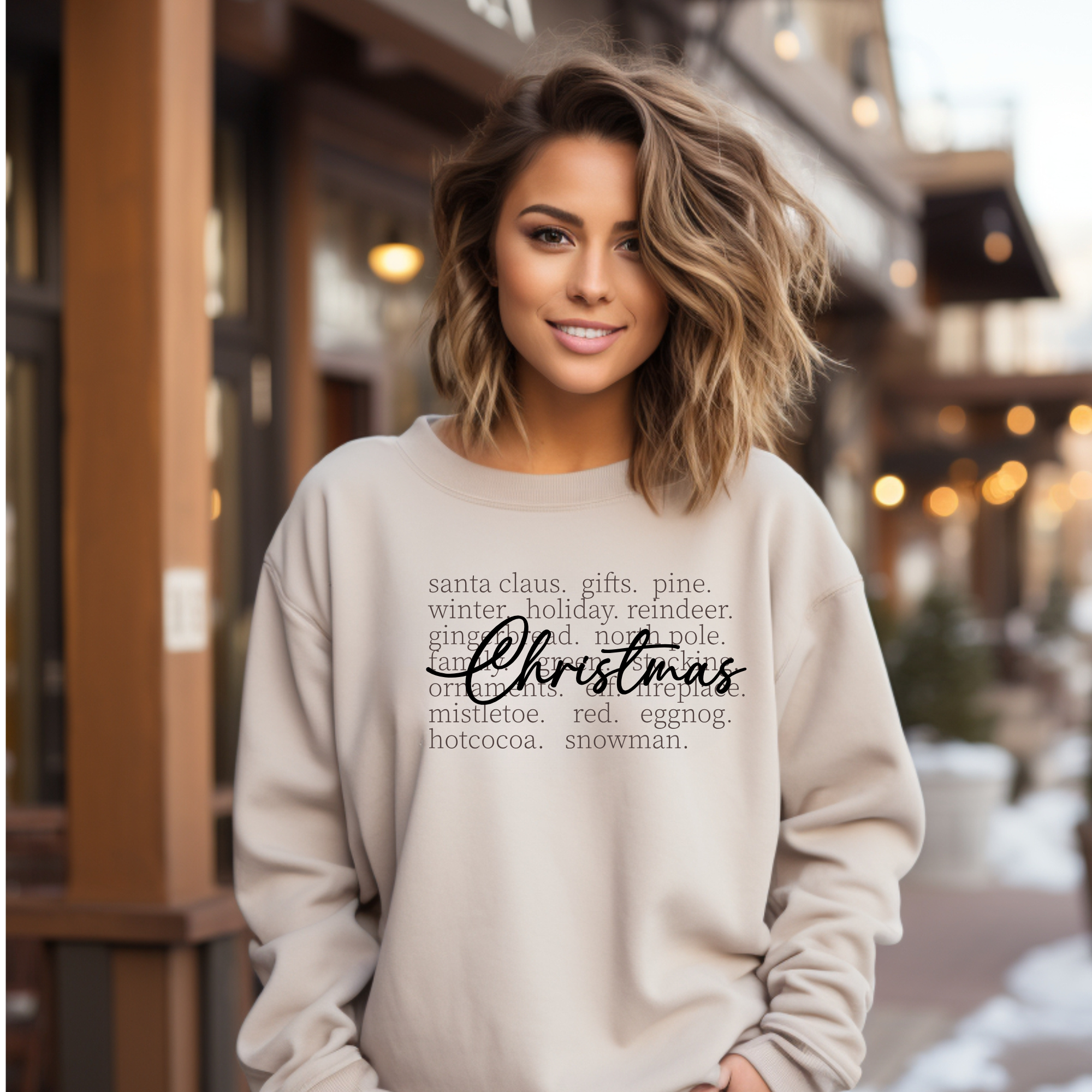 Christmas words cute and cozy holiday sweatshirts for women