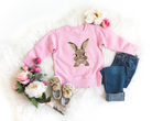 vintage inspired faux embroidery easter bunny sweatshirt for kids