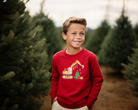 Excavator construction equipment christmas sweatshirt for the holidays.  Made in toddler and kid sizes.