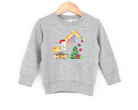 Excavator construction equipment christmas sweatshirt for the holidays.  Made in toddler and kid sizes.