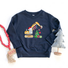 Excavator construction equipment christmas sweatshirt for the holidays.  Made in toddler and kid sizes.