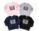 football sister sweatshirt in light pink, gray, black, and navy