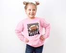 Football sister sweatshirt with a trendy retro and distressed design