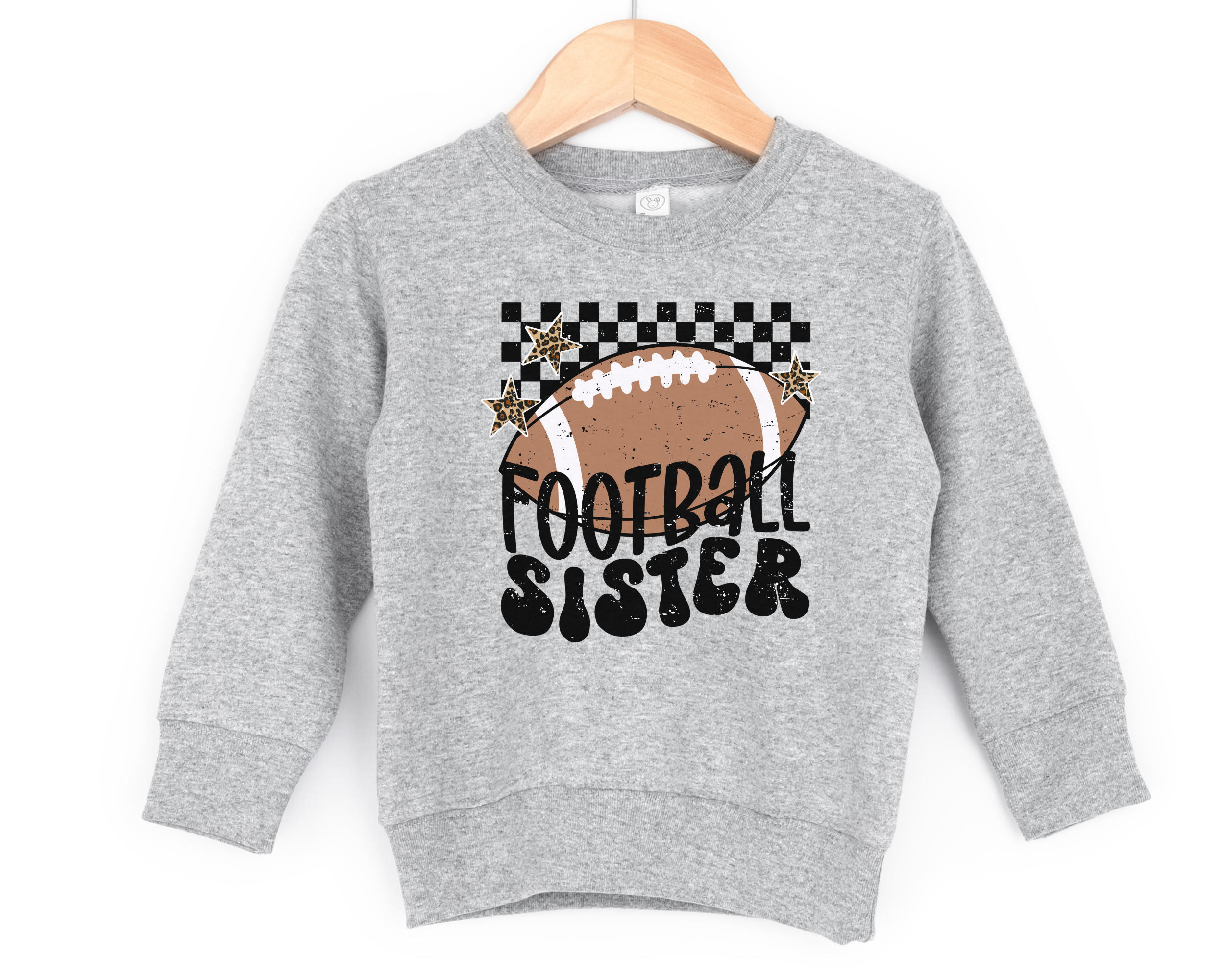 Football sister sweatshirt with a trendy retro and distressed design