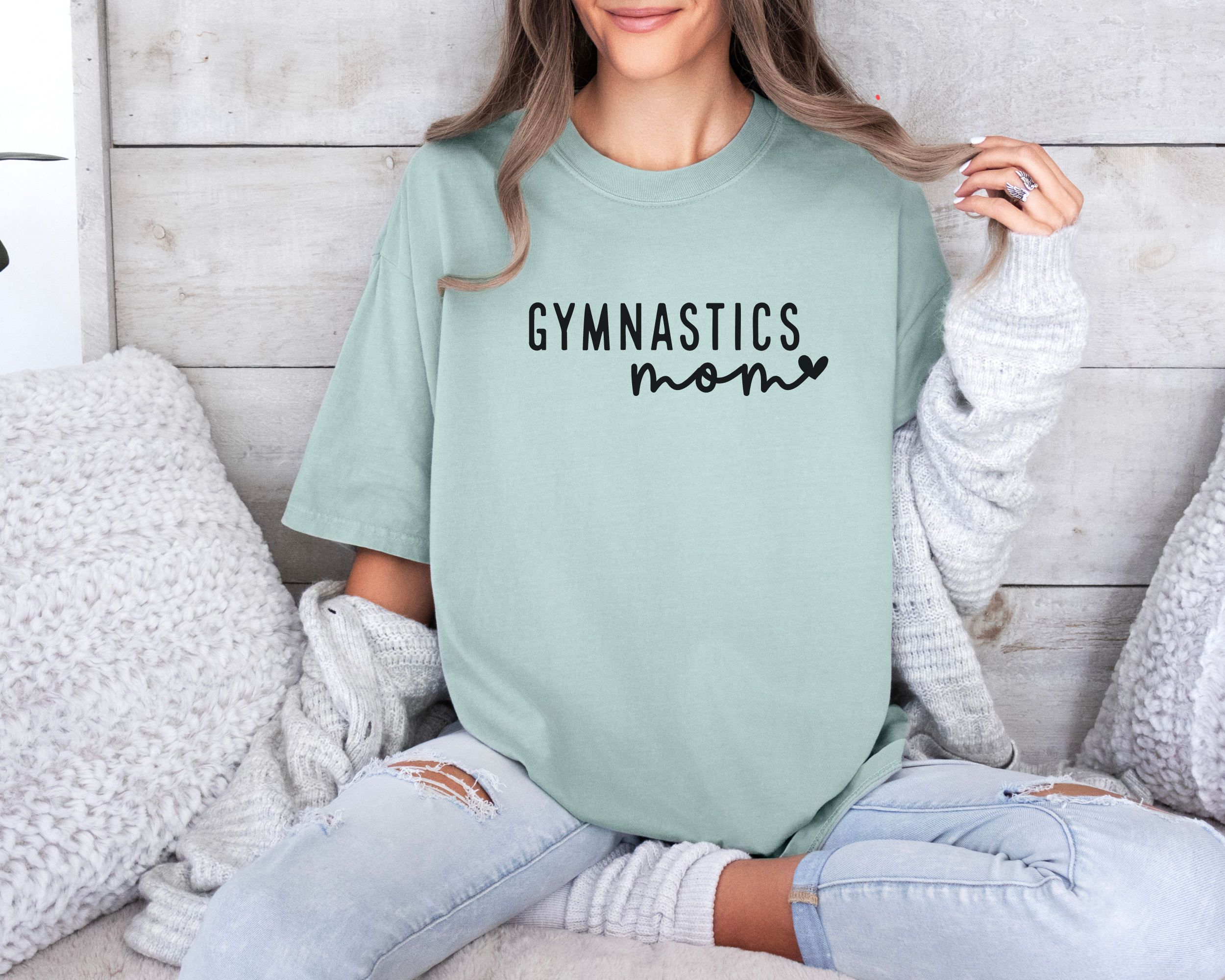 Gymnastics mom tshirt in a comfort colors tee