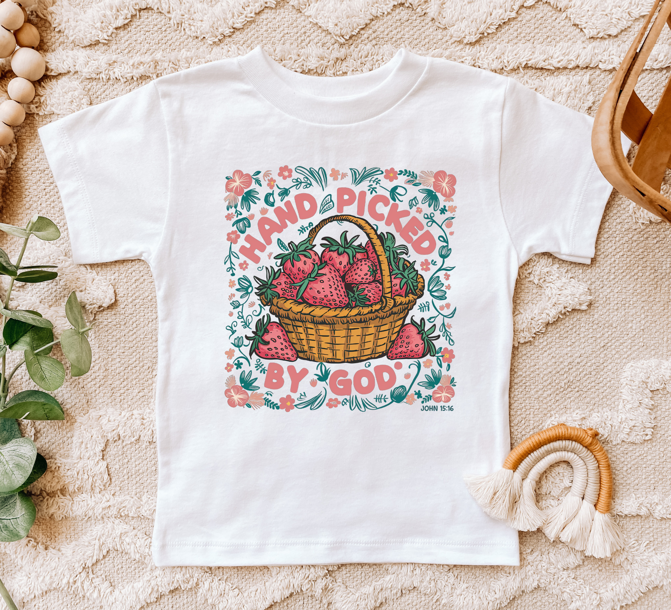 toddler girl christian shirt.  Hand picked by God kids spring tshirt.