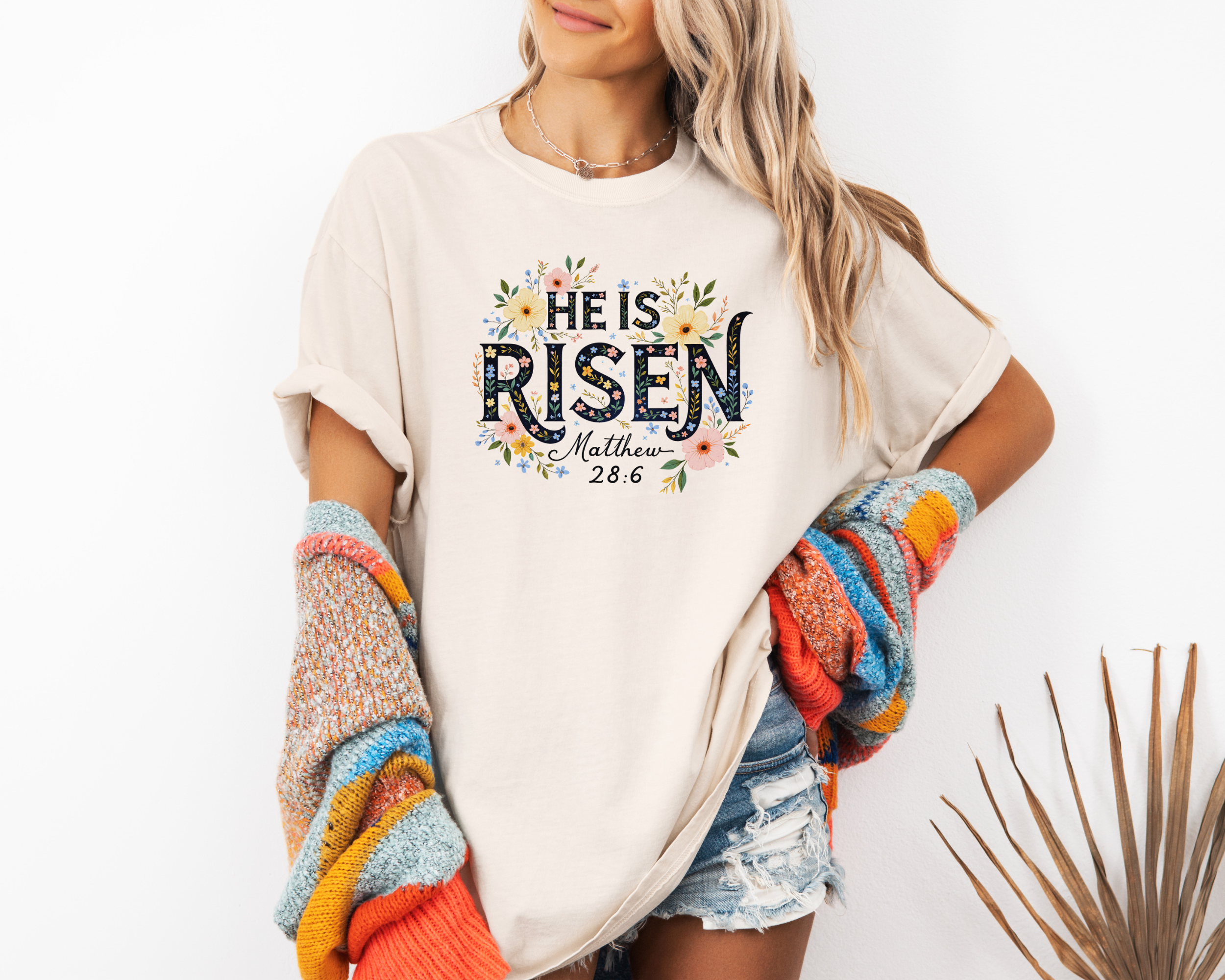 He is risen spring floral tshirt for women for Easter day outfit