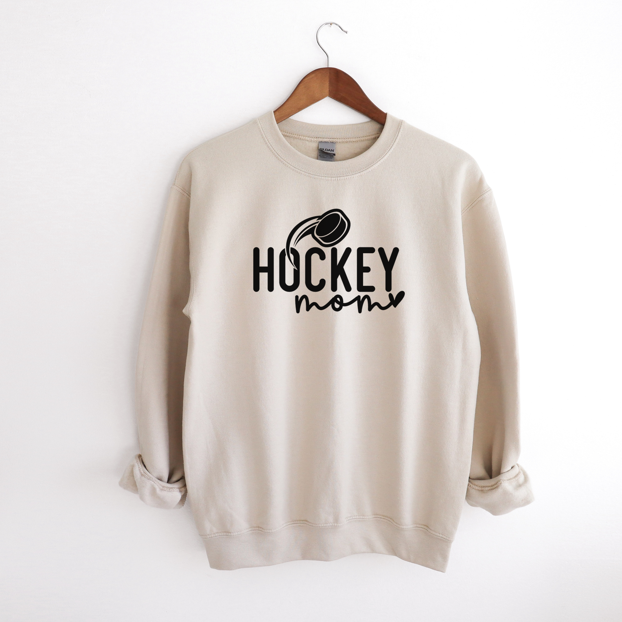 hockey mom sweatshirt in sand