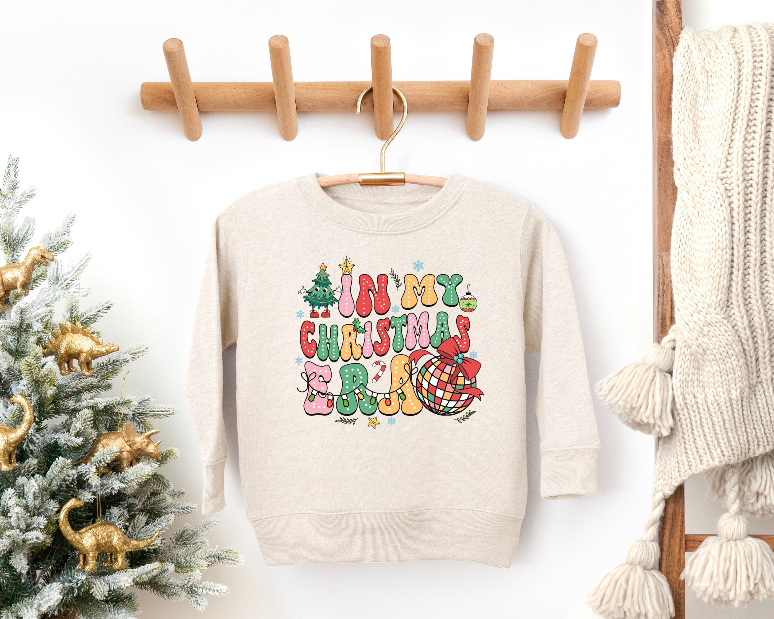 In my Christmas era Taylor Swift inspired holiday sweatshirt for kids and toddler aged children.