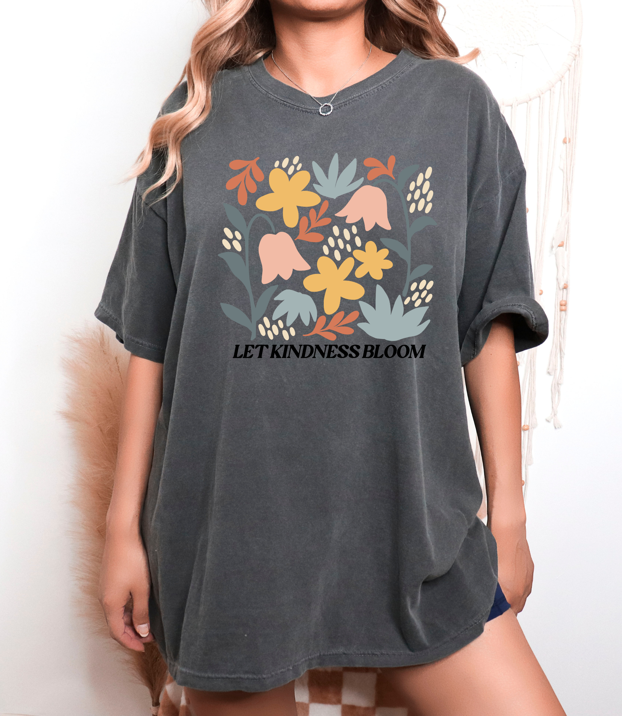 Let kindness bloom womens graphic tee for spring or summer