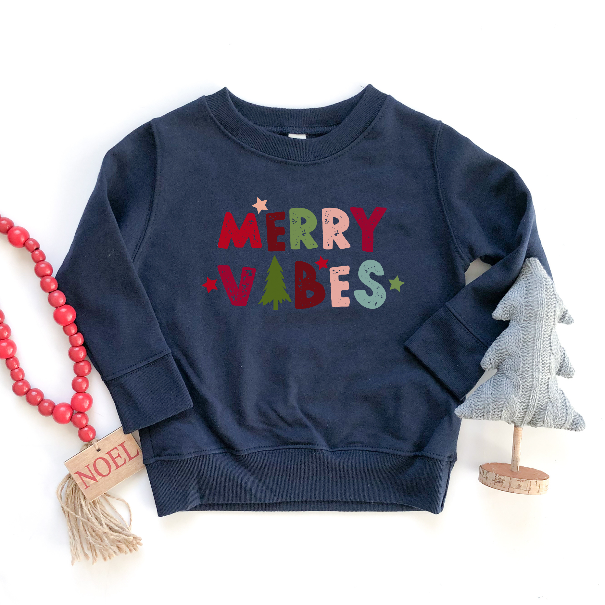 Merry vibes cute girls christmas sweatshirt