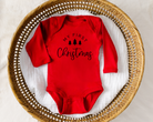 my first Christmas bodysuit in red with black design