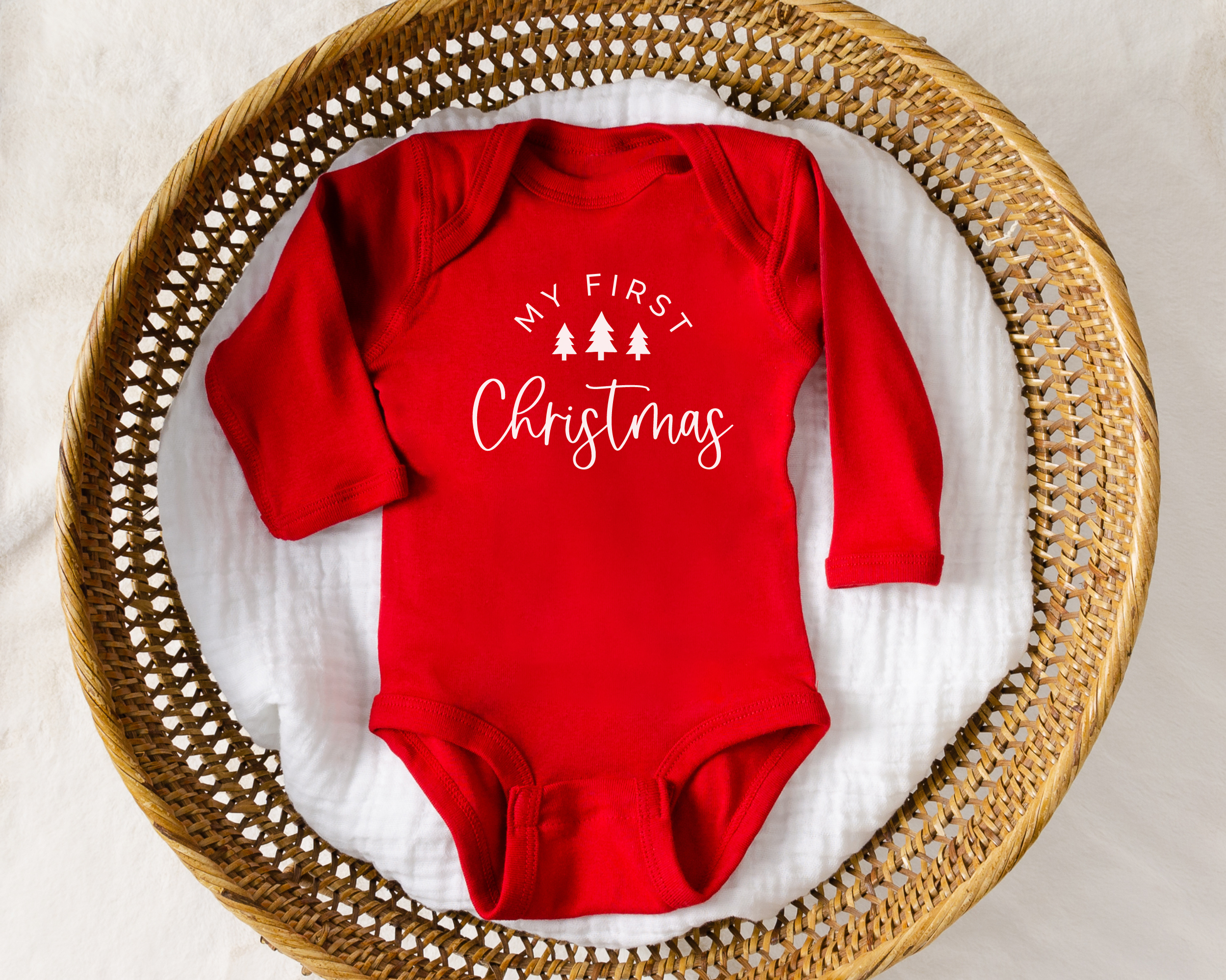 my first Christmas bodysuit in red with white design