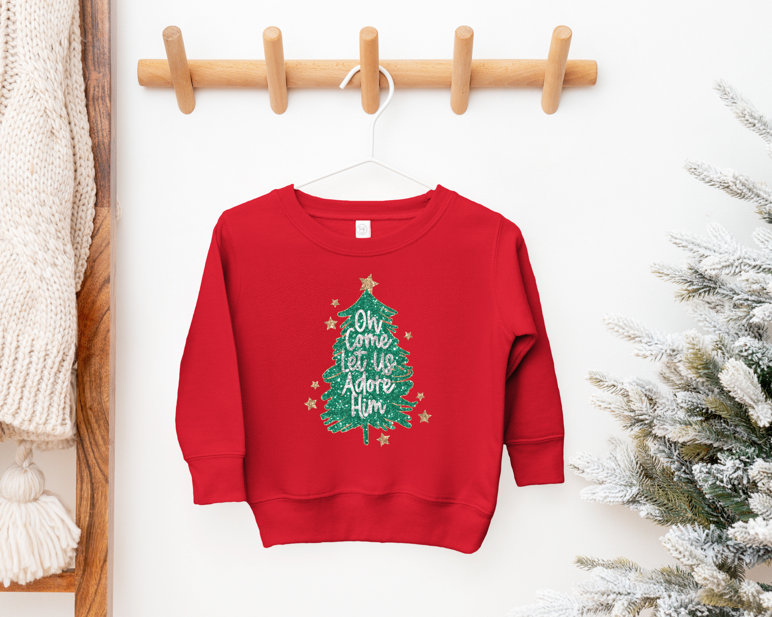 oh let us adore him cute kids christmas sweatshirt for the holidays