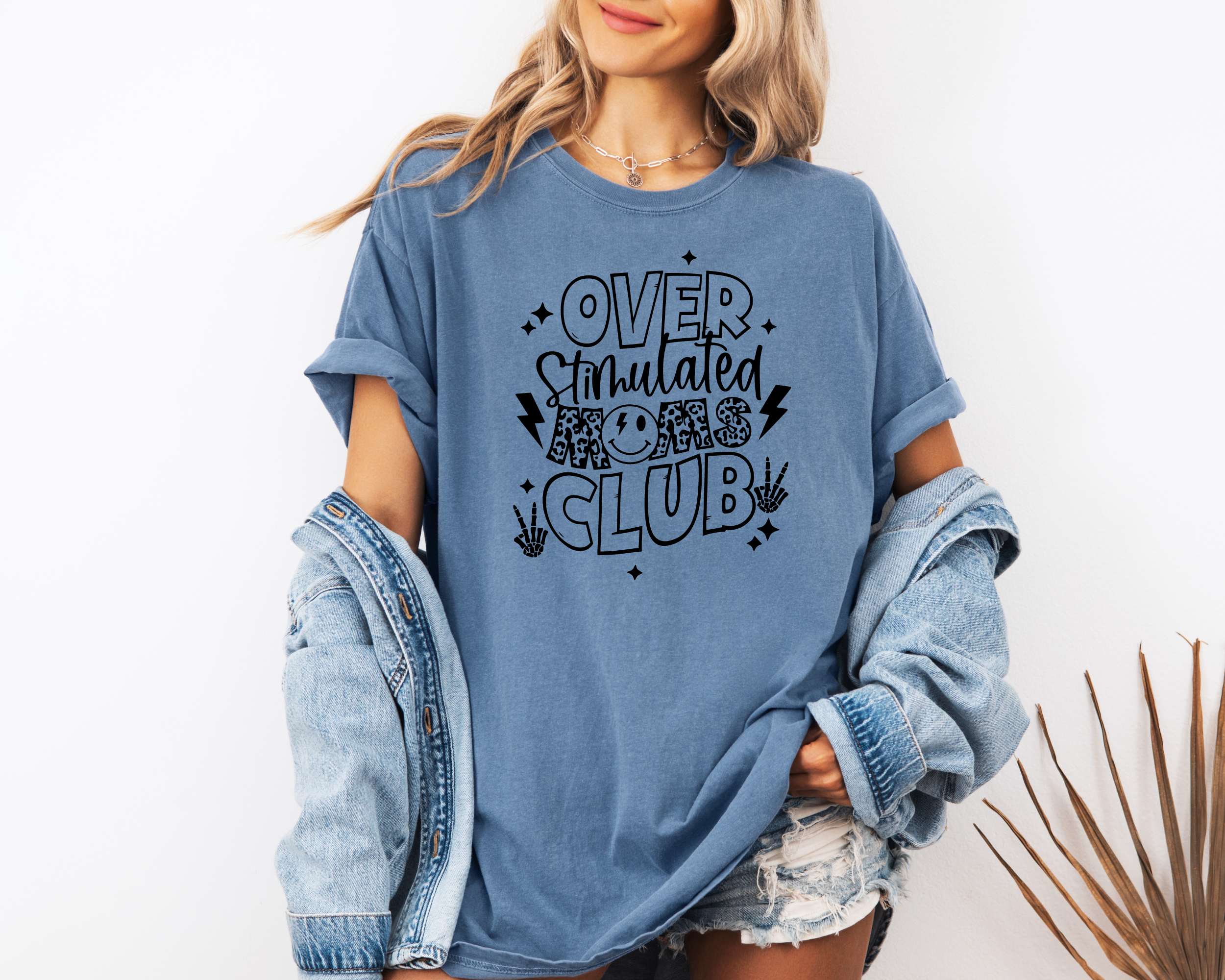 Overstimulated moms club funny graphic tees for mom