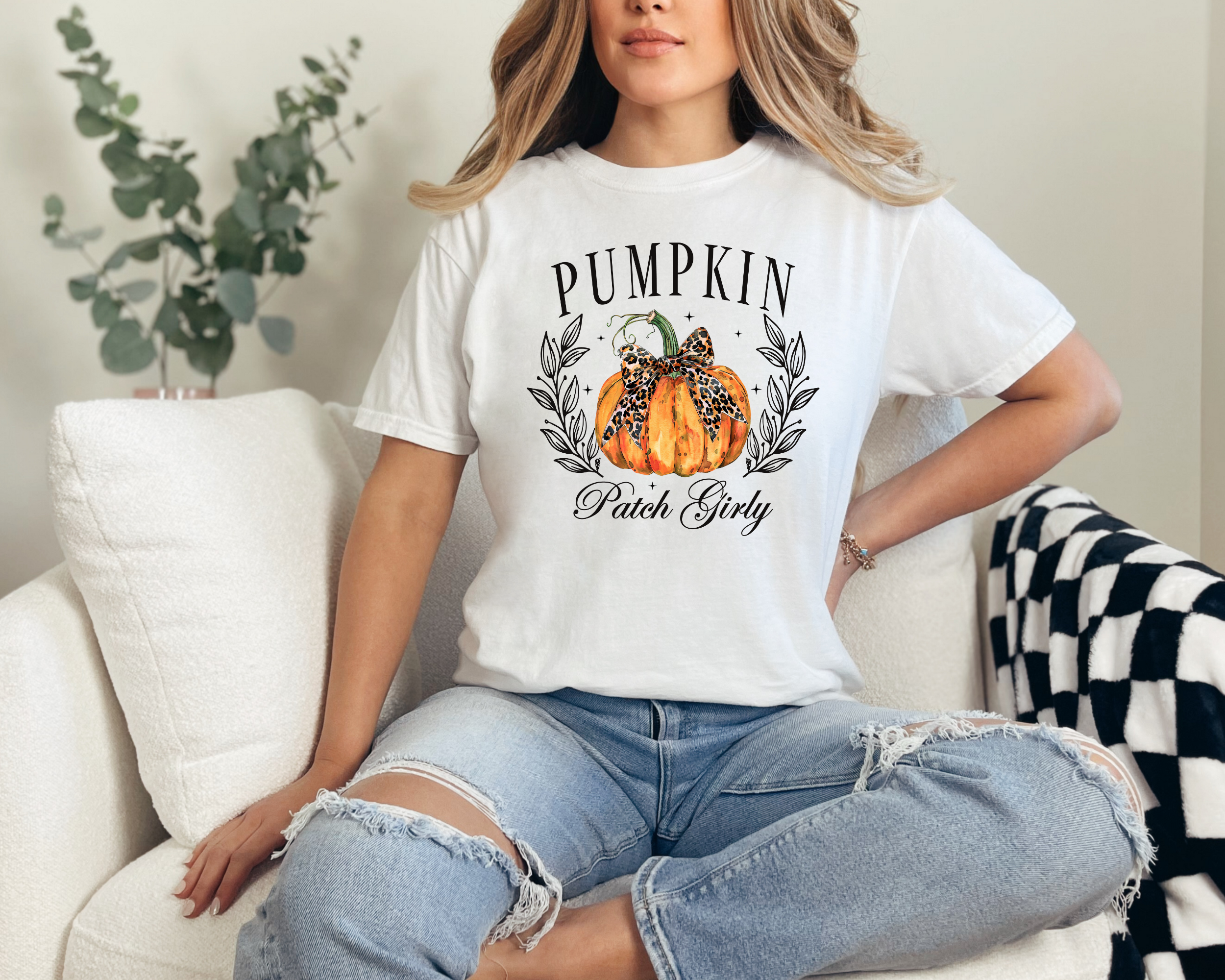 Pumpkin patch girl fall womens tshirt