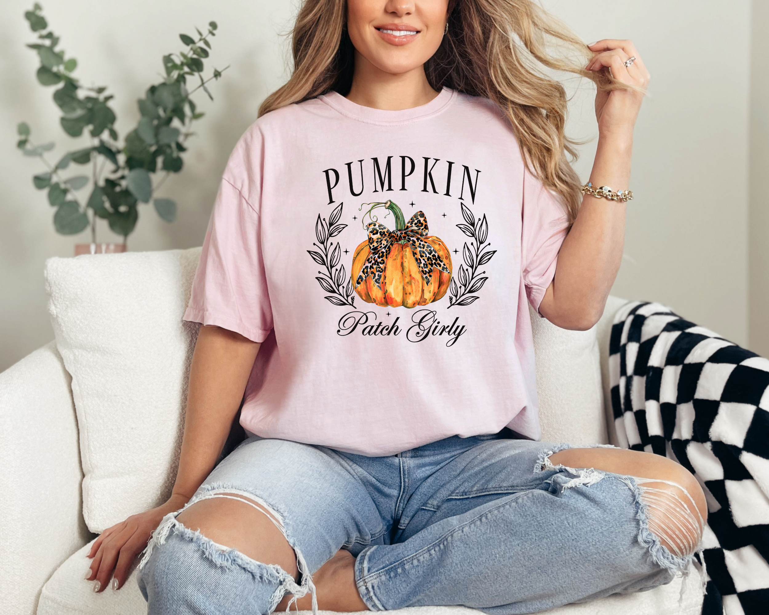 Pumpkin patch girl fall womens tshirt